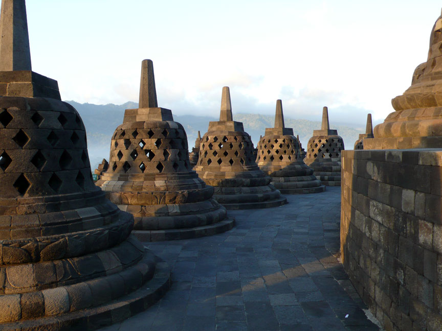 bell stupas Borobudur Java