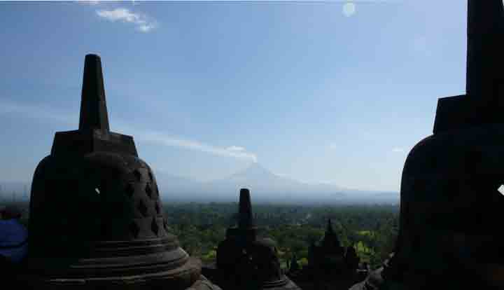Mt Merapi view Borobudur Java